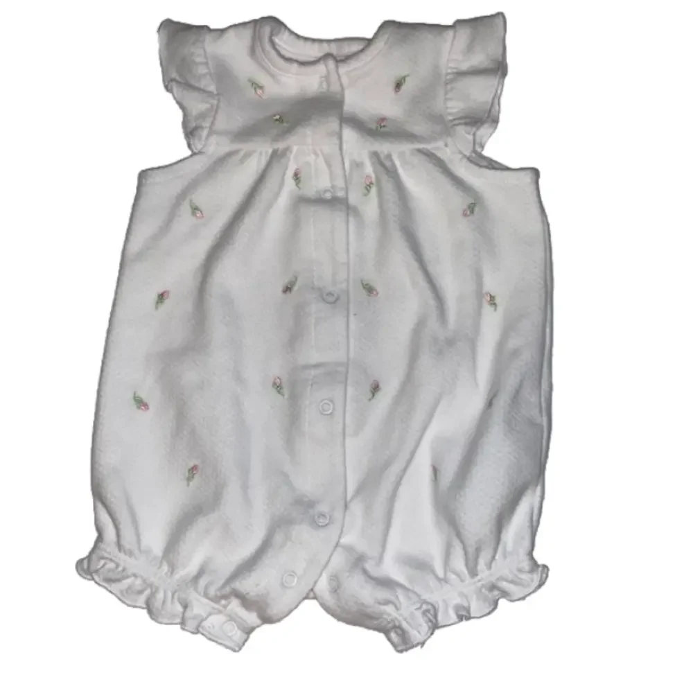 ⭐️3/$20 Little Me Romper, white with rosebud accents. Size 6 months